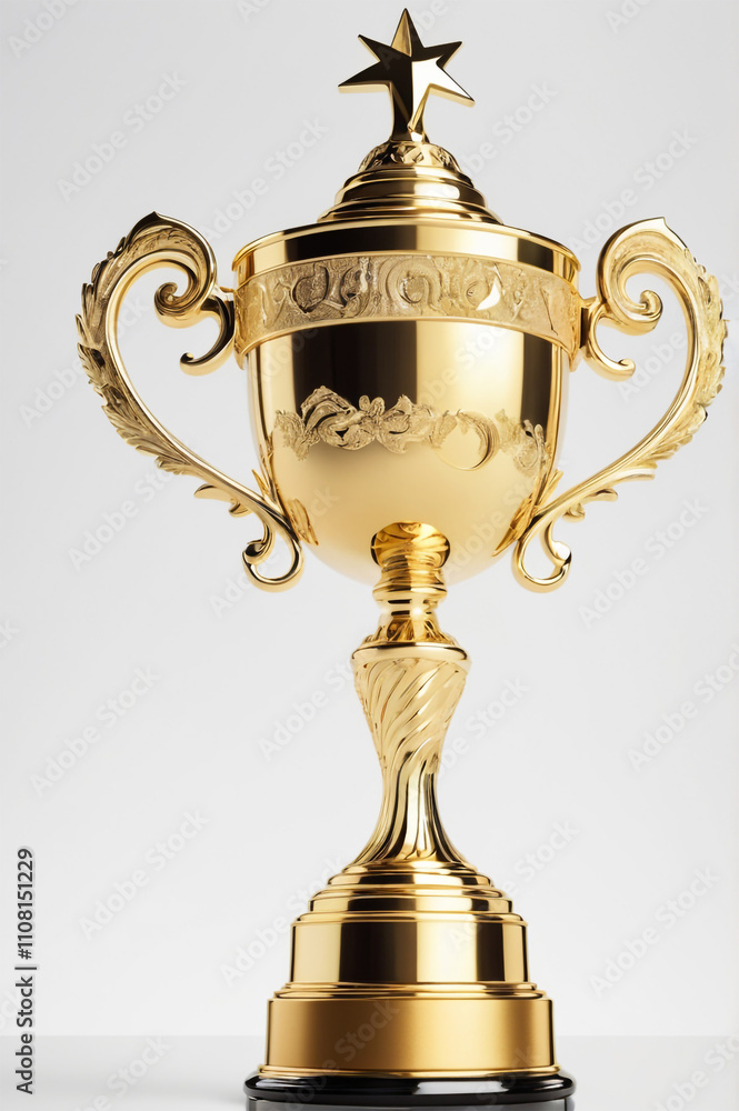 Fototapeta premium winner golden trophy cup on white background