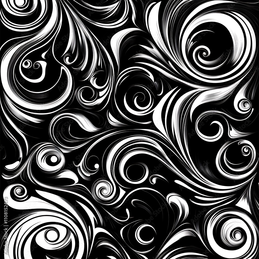 Obraz premium Unique black graphic swirl with ethnic patterns image