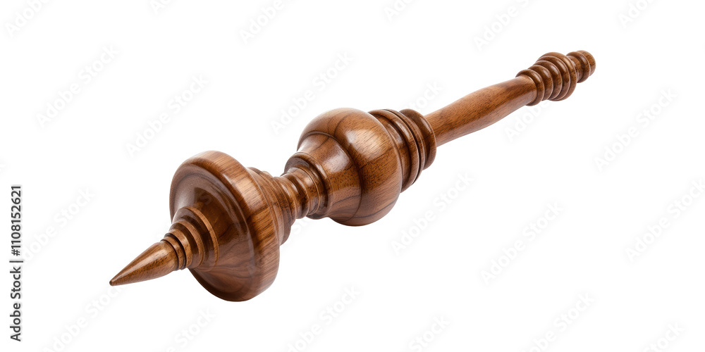 Wooden Spindle With Intricate Design Isolated on Transparent Background Wooden Spindle With Intricate Design Isolated on Transparent Background