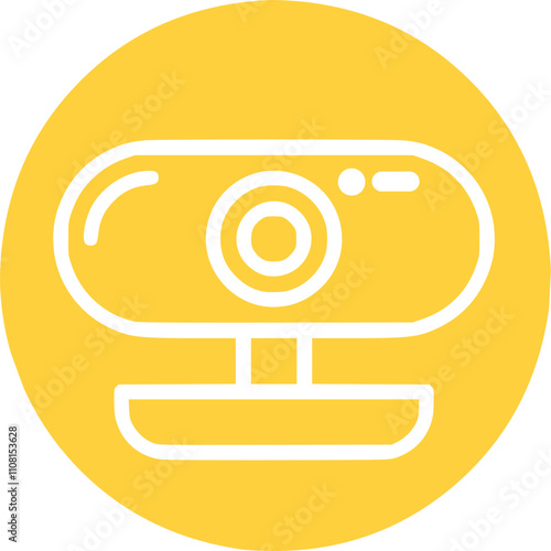 The outline webcam icon is located inside a yellow circle