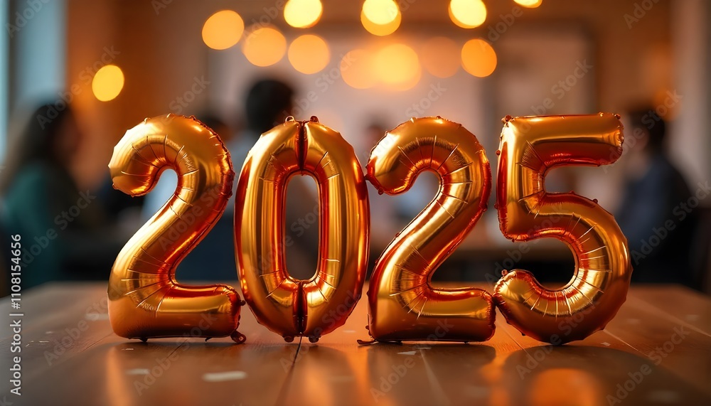 Obraz premium New Year 2025 celebration image, symbolizing hope and joy for the upcoming year during the holiday season, HAPPY NEW YEAR 2025 - Festive silvester party celebration holiday