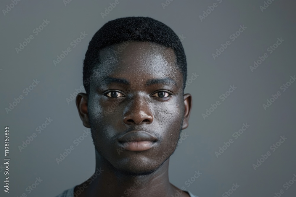 Obraz premium Handsome African man on gray background.