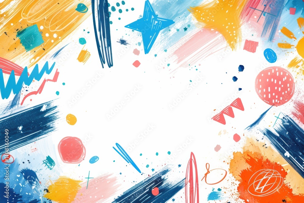 Obraz premium Vibrant hand-drawn doodles with colorful brush strokes in abstract design
