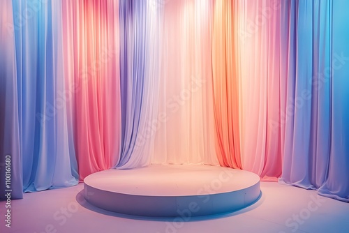 Elegant podium Stage Background with Modern Design and Dynamic Lighting Effects- Generative Ai