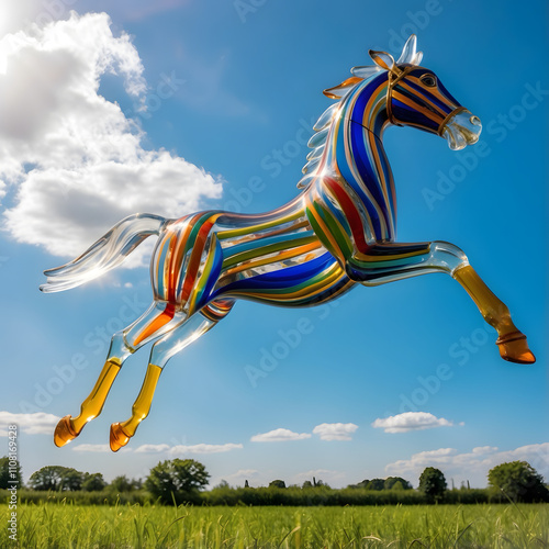 glass horse in the field