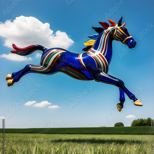 Murano glass horse in the field