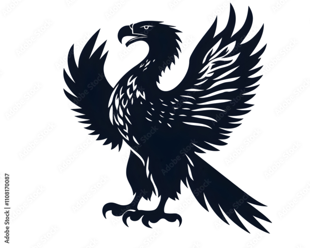 Fototapeta premium Silhouette Graphic of the Polish Eagle Emblem, Transparent PNG