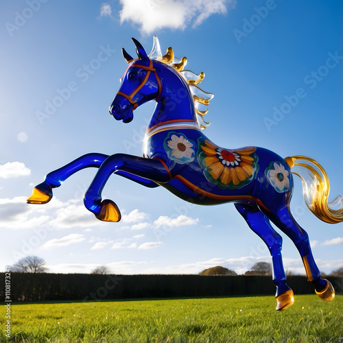 Majestic glass horse during a glorious, sunny day