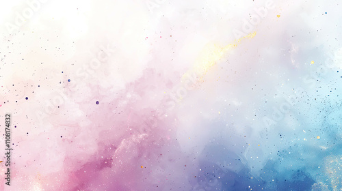 Flowing abstract watercolor with soft blue, pink, and purple gradients, gold streaks, and delicate splatter textures, ultra-detailed, photorealistic, glowing finish