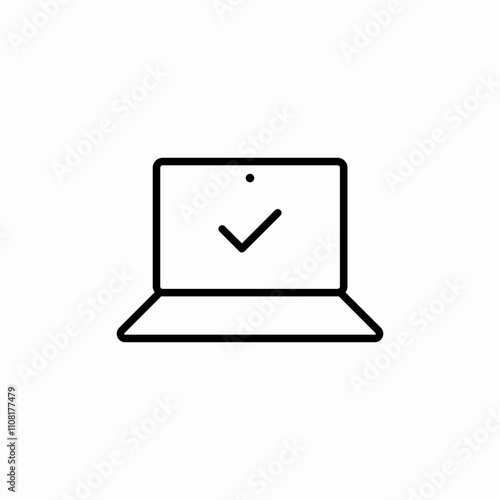 laptop check mark icon sign vector