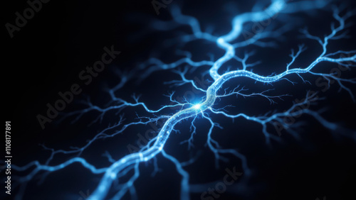 VNS (Vagus Nerve Stimulation) with vivid blue electrifying imagery. photo