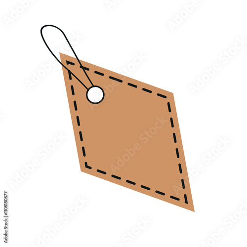 Vector brown tag kraft design for sale price or gift card with a string on a white background