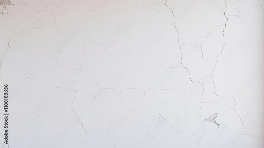 Fototapeta premium Subtle rough texture of white plaster wall with slight cracks and imperfections, neutral, home, texture