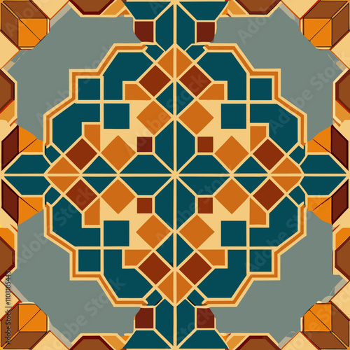 Geometric mosaic pattern inspired by traditional Moroccan tile designs