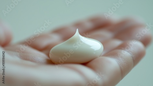 Hand holding white cream for skincare and bodycare routine