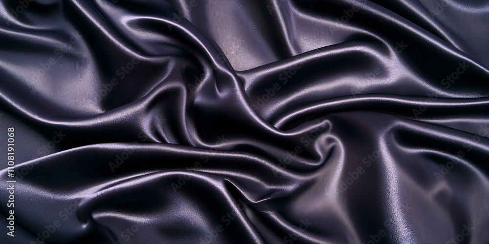 Obraz premium Elegant dark satin fabric with luxurious glossy texture, perfect for design backgrounds, fashion mockups, or sophisticated event themes