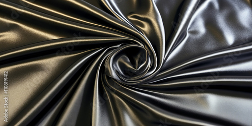 Elegant dark satin fabric with luxurious glossy texture, perfect for design backgrounds, fashion mockups, or sophisticated event themes photo