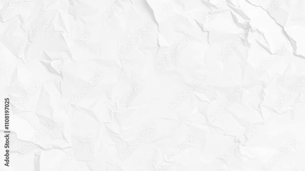 Naklejka premium Crumpled white paper with sharp creases and wrinkles, contrasting light and shadows, object, background