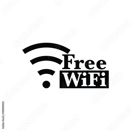 Free wifi symbol with black and white style and negative space. Simple and flat free wifi symbol element design. Illustration design with technology theme