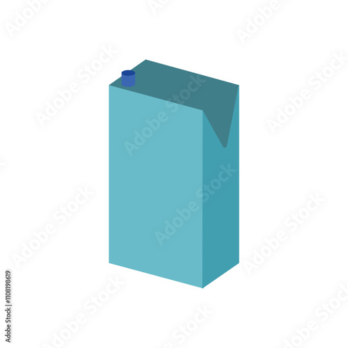 a blue drink box template that can be used for a mockup of a milk drink in a paper box packaging. design elements illustration of a drink packaging box