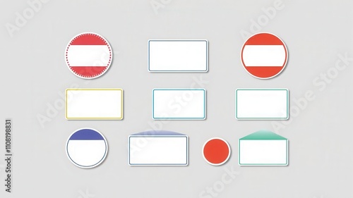 Free Download Round and square sticker design mockup set in various sizes and colors for branding and marketing projects, branding, square, blank - GFXLoad