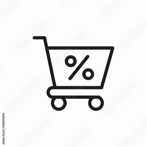 shopping cart percent discount icon sign vector