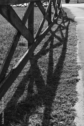 Wooden cross board fence next to a road in Ringgold, Georgia