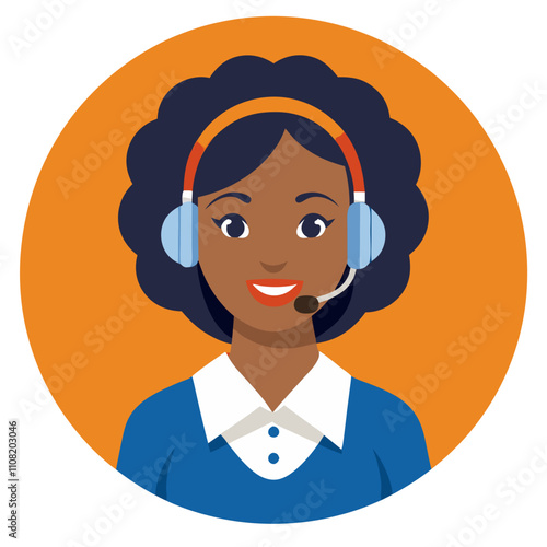 Dedicated African female call centre worker providing customer service support