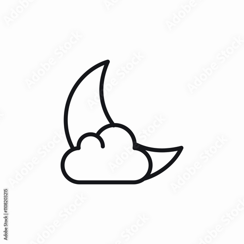 night moon cloud icon sign vector
