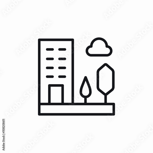 urban apartment building home park icon sign vector