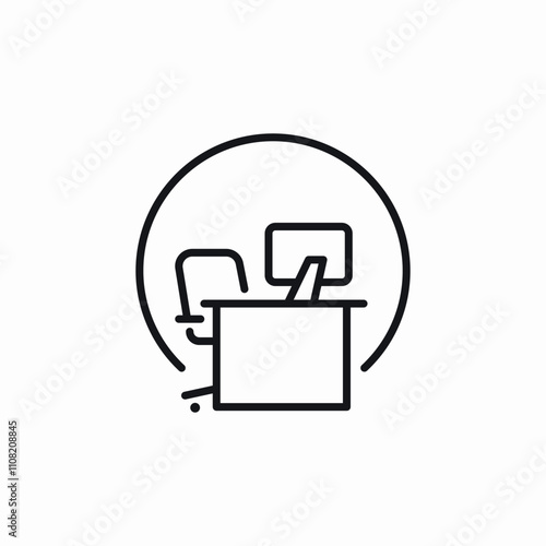 workplace desk icon sign vector