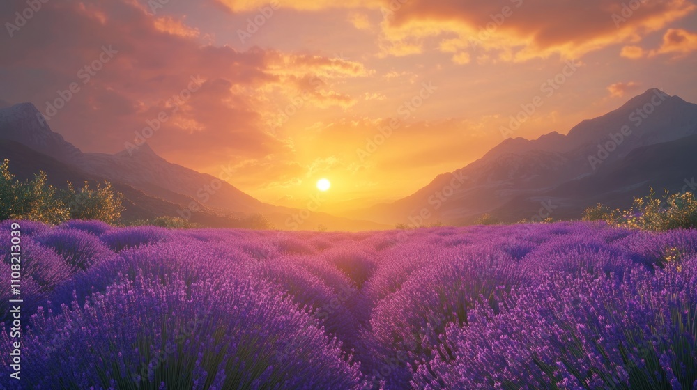 Lavender field Summer sunset landscape Lavender field Summer sunset landscape