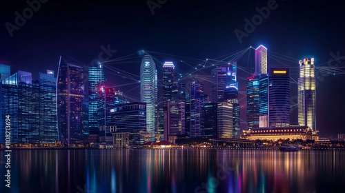 Wallpaper Mural nternet and communication technology for the business world. Global world network on earth, advanced communication technology, cryptocurrencies, blockchain, IoT.インターネットとビジネス世界のための通信技術、Geranted AI Torontodigital.ca