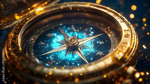 Glowing Compass 3D Illustration