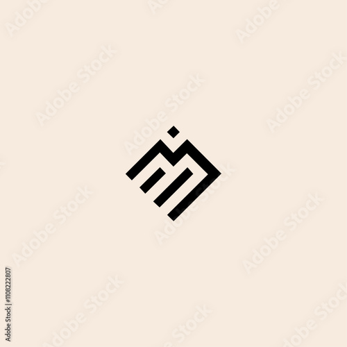 Letter M number 3 square elegant geometric symbol simple logo vector design.