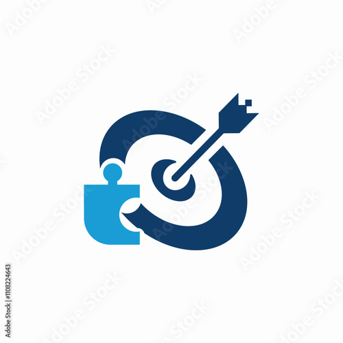 targeting puzzle shape icon sign vector
