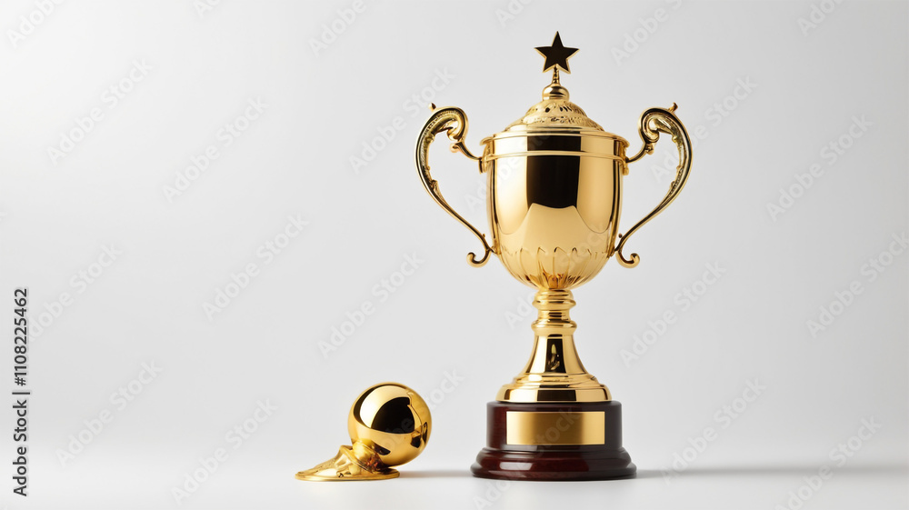 Fototapeta premium winner golden trophy cup on white background