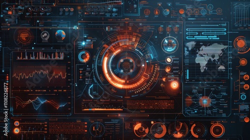 Wallpaper Mural Futuristic digital dashboard displaying data analytics and visualizations. Torontodigital.ca