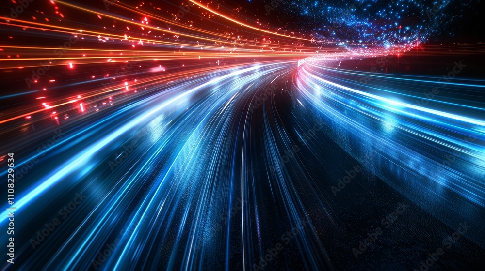 Obraz premium Modern cityscape featuring advanced communication networks and data traffic technologies