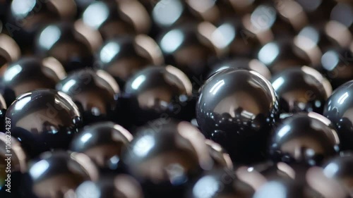 Close up of many black spheres. hyperrealistic Video