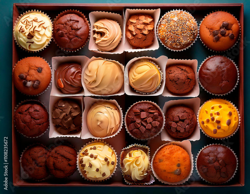 Set of chocolate cupcakes.