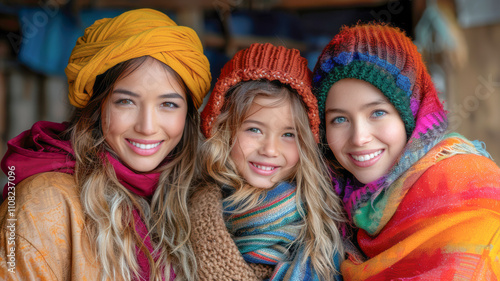 lesbian homosexual couple with their daughter baby at home.