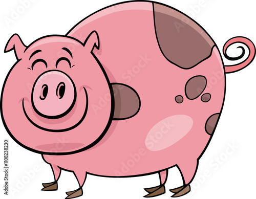 cartoon spotted pig farm animal character