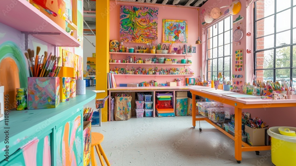 custom made wallpaper toronto digitalVibrant Eclectic Art Studio: A Joyful Space for Creative Expression