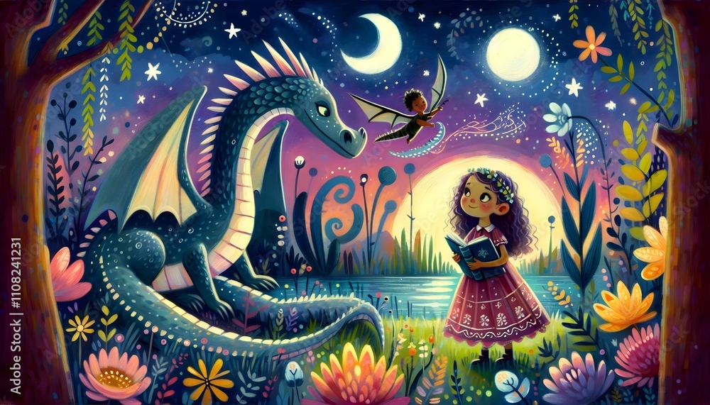 Obraz premium Dragones y Sueños Encantados
