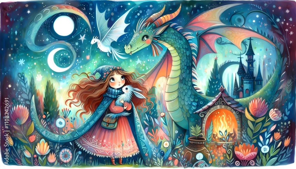 Fototapeta premium Dragones y Sueños Encantados