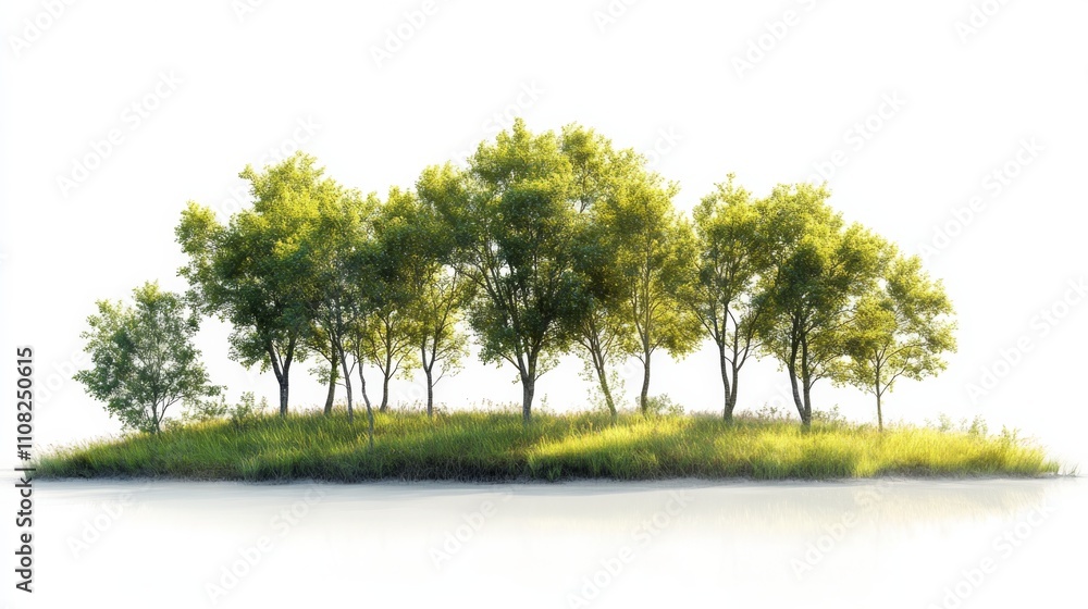 Obraz premium Lush Green Trees on Grassy Island