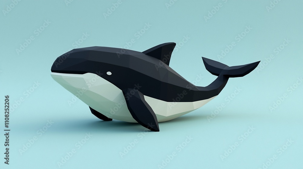 Fototapeta premium Low-poly 3D model of a killer whale.