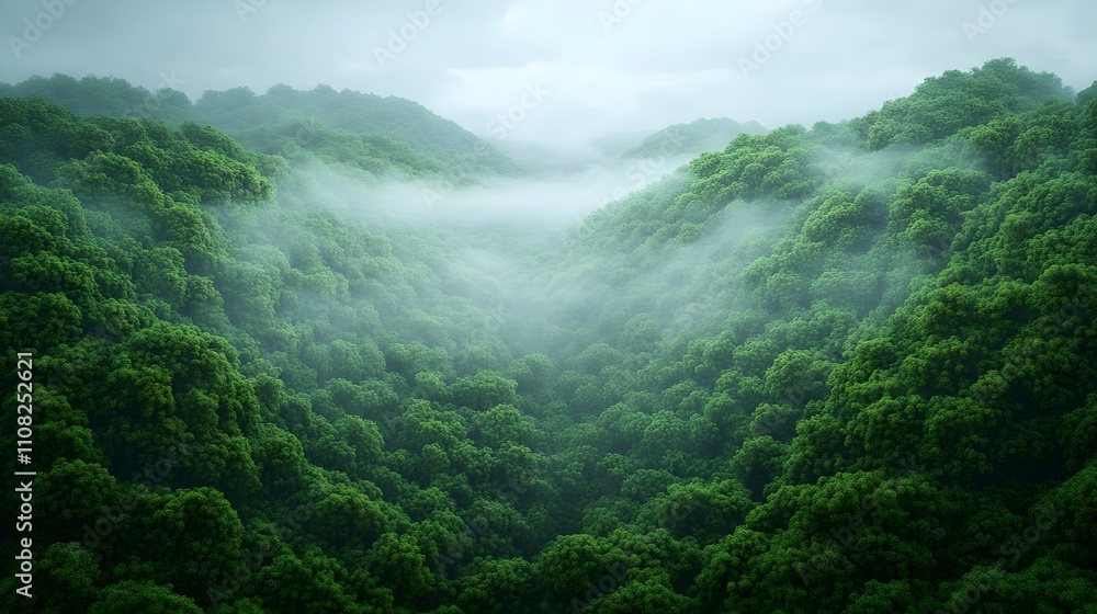 Obraz premium Misty Mountain Forest Landscape