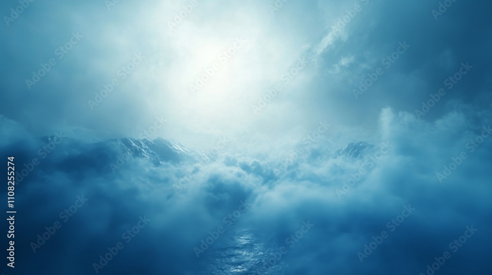 Obraz premium Mystical Cloudy Mountain Landscape